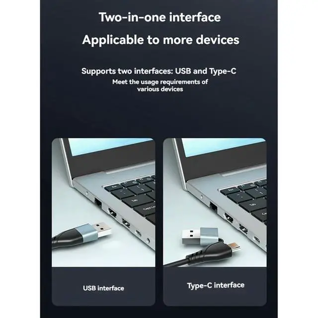 Alt view image 3 of 5 - USB+ Type-C To Dual  1080P Dual Monitor Extend Splitter Extended Display Compatible Adapter For 2 Monitors