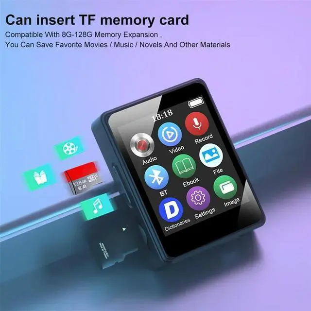 Alt view image 2 of 3 - MP3 Player Mp4 Player 2025 Mini Portable FM/Speaker/E-Book/Recorder Students