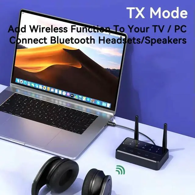 Alt view image 3 of 3 - Audio Transmitter Receiver TV Computer Bluetooth Transmitter 2 In 1 3.5MM AUX RCA Adaptive