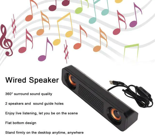 Alt view image 2 of 3 - Wired HiFi Stereo Speaker with Subwoofer USB Powered 35mm Aux Portable Desktop Soundbar for PC Laptop TV Home Computer Audio