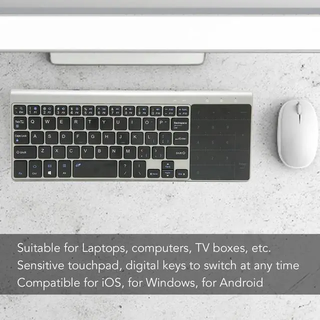 Alt view image 2 of 3 - 2.4G Wireless Keyboard Touchpad 2 in 1 Portable Compact Multi Device Connection for iOS Android Tablet PC TV Precision