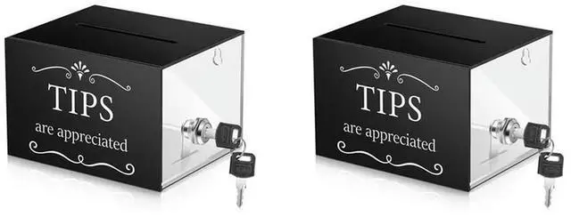 Alt view image 4 of 4 - 2X Tip Jars For Money 6 X 4 X 5 Inch Tip Collection Box With Lock Donation Suggestion Box For Tip Raffling Box