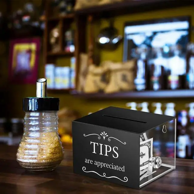 Alt view image 3 of 4 - 2X Tip Jars For Money 6 X 4 X 5 Inch Tip Collection Box With Lock Donation Suggestion Box For Tip Raffling Box