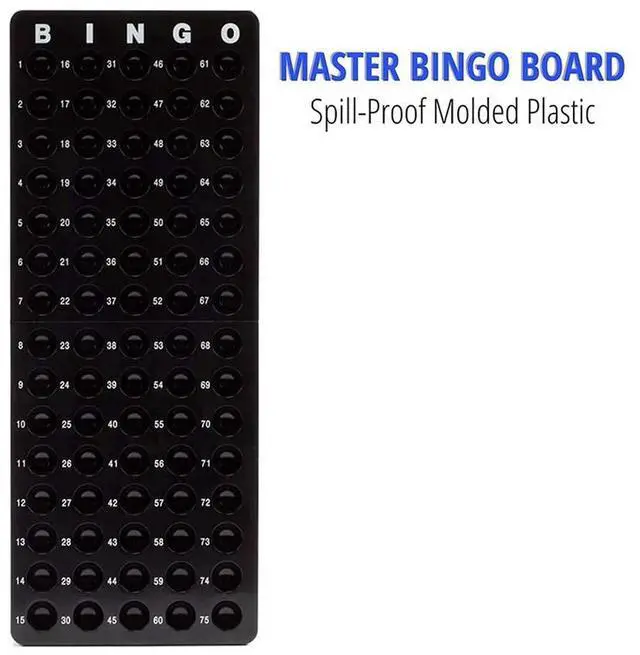 Alt view image 4 of 4 - Deluxe Bingo Game Set with 6 Inch Bingo Cage, Bingo Master Board,75 Colored Balls , 50 Bingo Cards, and 300 Bingo Chips