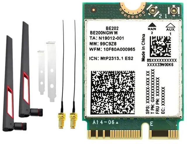 Main image of BE202 7 Card +2X10db Antenna 2.4/5/6G Tri-Band 5374M Gigabit Wireless Network Card Bluetooth 5.4