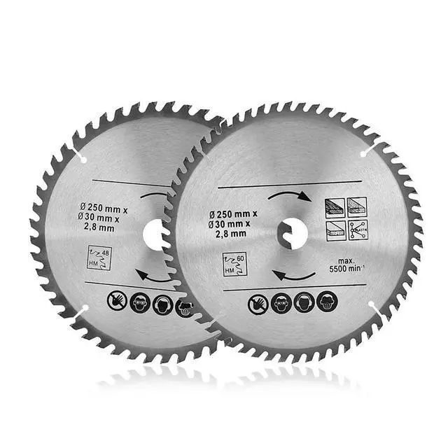 Alt view image 4 of 6 - Circular Saw Blade 250mm 48T & 60T TCT Saw Disc Blade 30mm Bore Sharp Cutting Wear Resistant for Wood l Cutting Construction