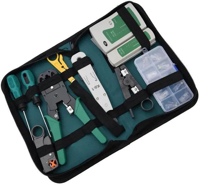 Alt view image 5 of 6 - Cable Testers Network Maintenance Tools LAN Network Service Tool Kit Cable Tester Kit 11-piece Combination Kit for for RJ11 RJ45