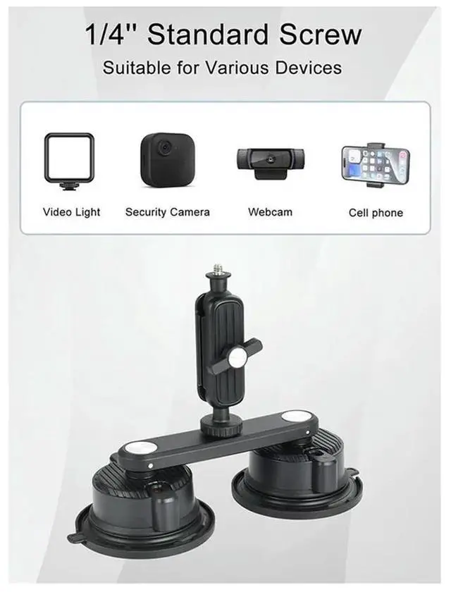Alt view image 6 of 6 - Double Suction Cup Mount For Gopro,Camera, Car Mount On Car Window, Windshield 360° Rotation