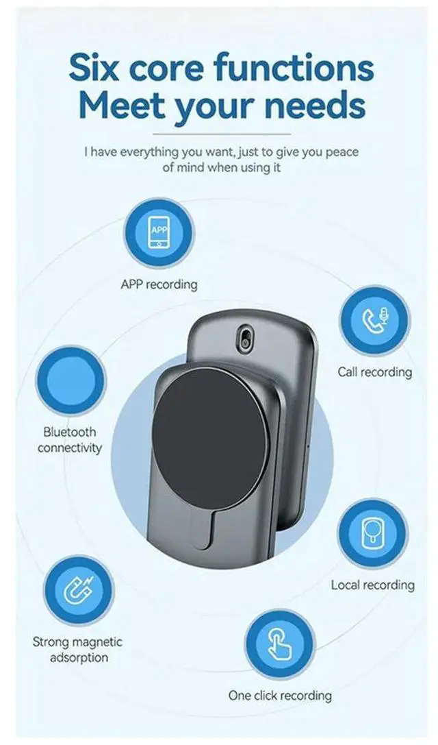 Alt view image 6 of 6 - Chatgpt-4 AI Powered Phone Call Mini Voice Recorder Espia APP Control Audio Translator 64GB Dictaphone For IOS Android