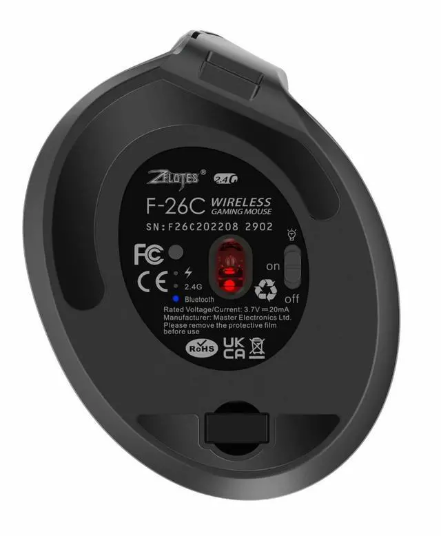Alt view image 4 of 6 - ZELOTES F-26C Rechargeable Wireless Mouse Dual Mode 2.4G Bluetooth Silent Click with Display Gray for Office Meeting PC