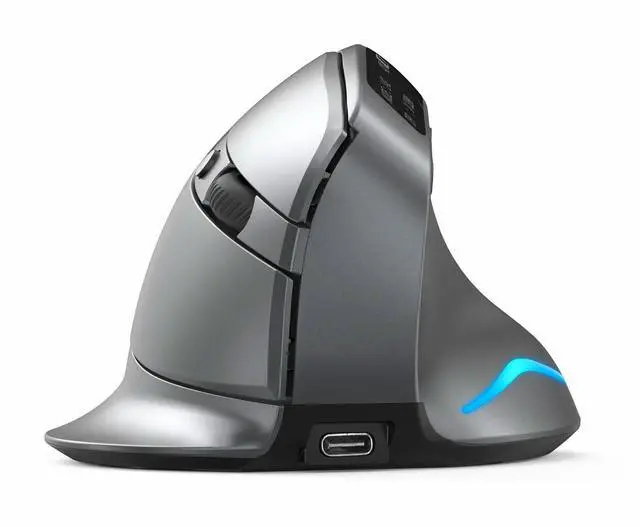 Alt view image 6 of 6 - ZELOTES F-26C Rechargeable Wireless Mouse Dual Mode 2.4G Bluetooth Silent Click with Display Gray for Office Meeting PC