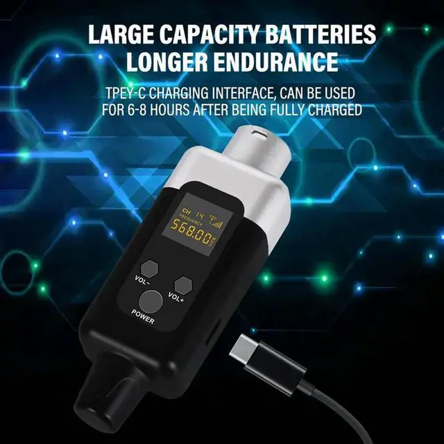 Main image of 2X 0V/48V Wireless XLR Microphone Transmitter And Receiver Microphone Wireless System Rechargeable