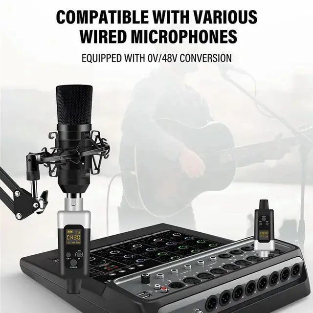 Alt view image 4 of 4 - 2X 0V/48V Wireless XLR Microphone Transmitter And Receiver Microphone Wireless System Rechargeable