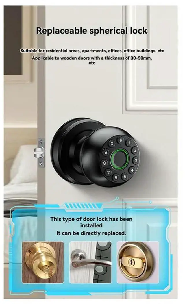 Alt view image 2 of 4 - Fingerprint Door Lock With Password, App Control And Touchscreen Keypad For Indoor Use