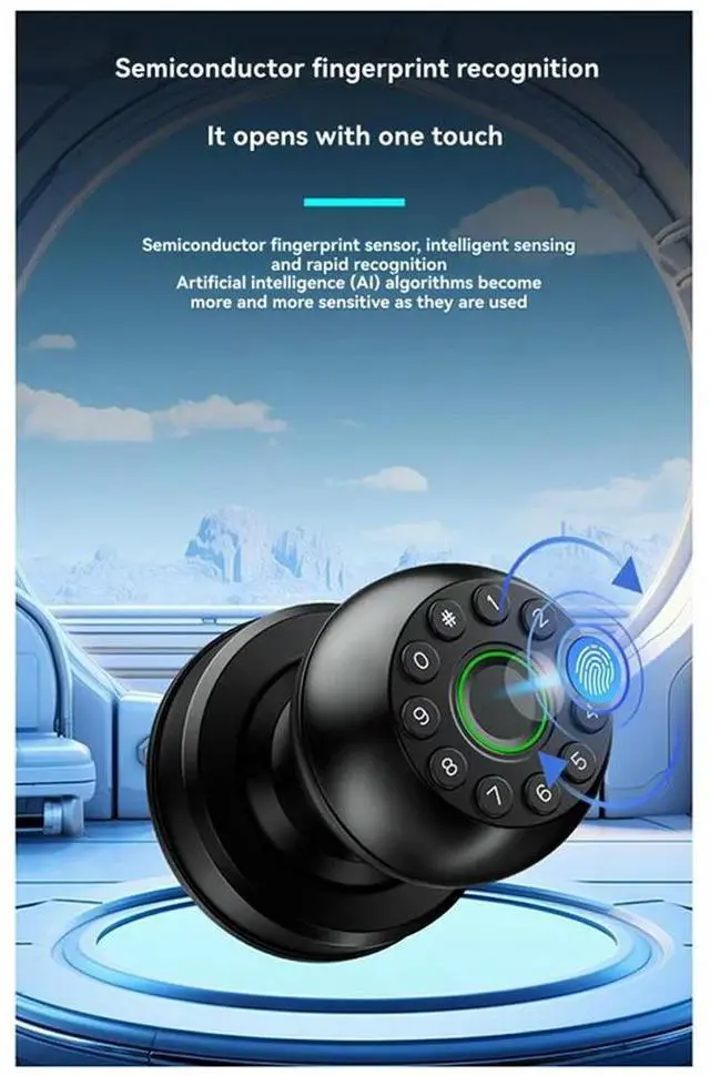 Main image of Fingerprint Door Lock With Password, App Control And Touchscreen Keypad For Indoor Use