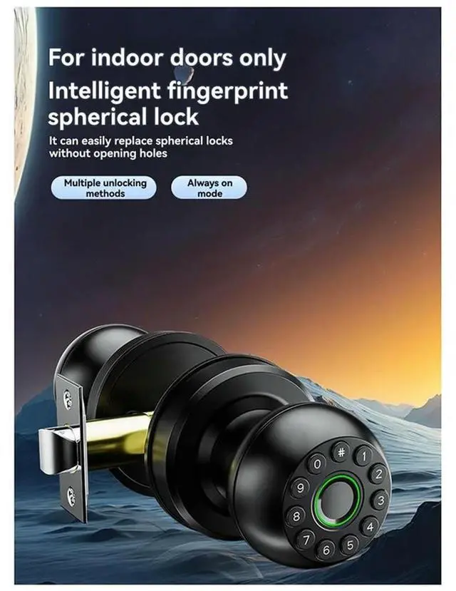 Alt view image 3 of 4 - Fingerprint Door Lock With Password, App Control And Touchscreen Keypad For Indoor Use