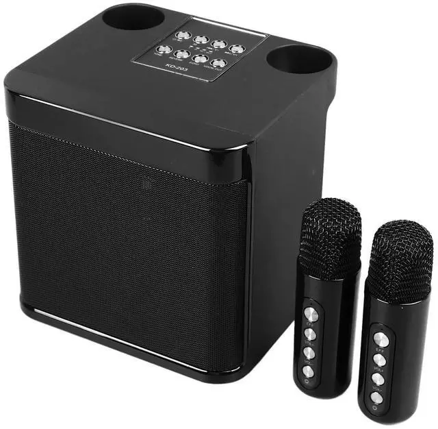 Alt view image 6 of 6 - Wireless Karaoke Speakers Portable Mini Karaoke Set Machine Bluetooth Speaker with 2 Wireless Microphones for Home Party Camping