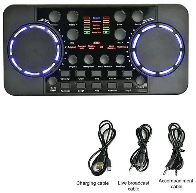 Alt view image 5 of 6 - 2X V300 Pro Sound Card Bluetooth-Compatible Audio Interface Mixer DJ Digital Effect Noise Reduction Console USB Record
