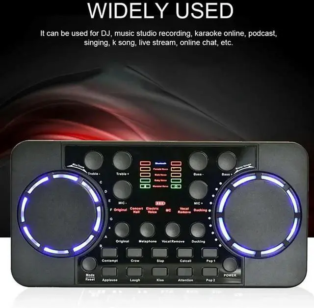Alt view image 6 of 6 - 2X V300 Pro Sound Card Bluetooth-Compatible Audio Interface Mixer DJ Digital Effect Noise Reduction Console USB Record