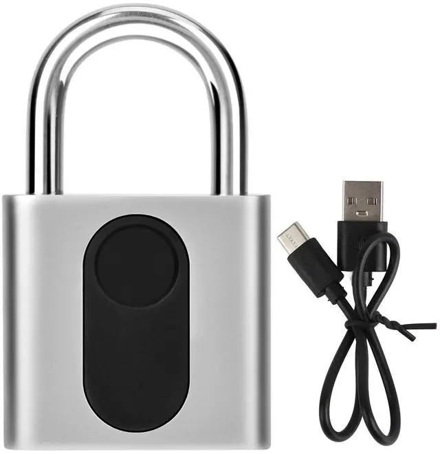 Alt view image 4 of 6 - Fingerprint Padlock Fingerprint Padlock Keyless Door Lock Waterproof Rechargeable Home Safety Padlock Rechargeable Padlock