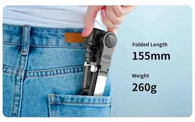 Alt view image 4 of 6 - For Gopro Action Cameras Wireless Selfie Stick Tripod Foldable Stand Balance Steady With Microphone For phones