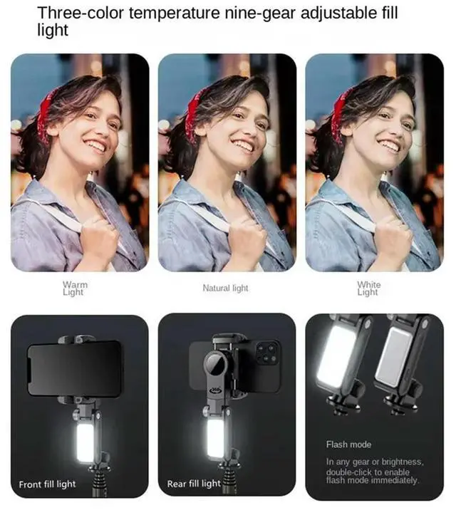 Alt view image 5 of 6 - For Gopro Action Cameras Wireless Selfie Stick Tripod Foldable Stand Balance Steady With Microphone For phones