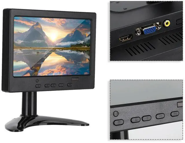 Alt view image 3 of 6 - Portable 7in 1080P 1024x600 Resolution 16:9 Multifunction Display Monitor for HDMI / VGA / AV Input Stand Easy Operate Durable