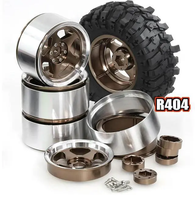 Alt view image 2 of 3 - For RC Car 1/10 1/7 1/8 MK07 Wraith Ryft Compatible 4Pcs 2.6" 12/17MM Hex Changeable Beadlock Wheel Rim Set Negative Offset