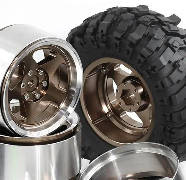 Alt view image 3 of 3 - For RC Car 1/10 1/7 1/8 MK07 Wraith Ryft Compatible 4Pcs 2.6" 12/17MM Hex Changeable Beadlock Wheel Rim Set Negative Offset