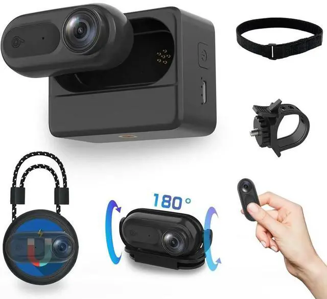 Alt view image 6 of 6 - For Traveling Mini Sports Camera 360° Rotatable Body Waterproof Anti-Shake Case For Bike Driver Recorder