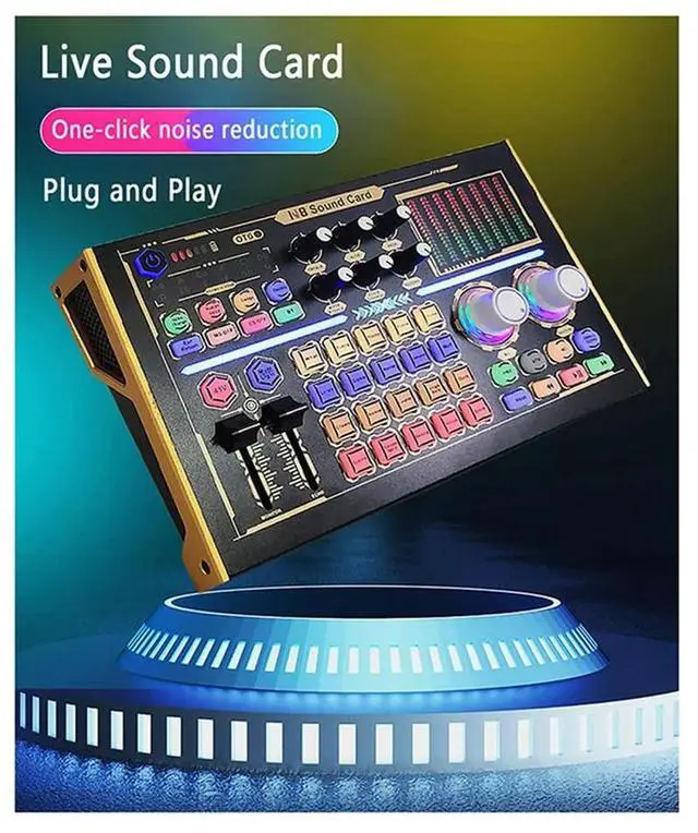 Alt view image 6 of 6 - GAX-N8 Professional Recording Sound Card Bluetooth PC Mobile Phone Live Broadcast Sound Card Mixer Set Support 48V Mic