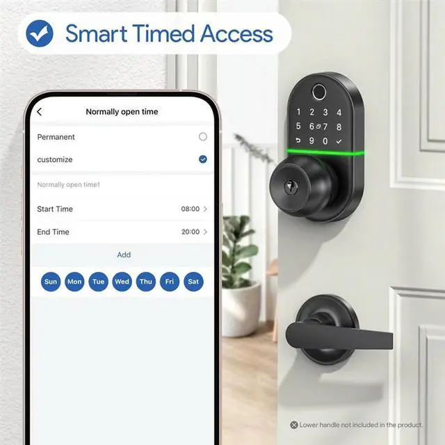Main image of Door Lock With Knob,Lock With Handle, Fingerprint Electronic Knob For Front Door, Generate Passcode Remotely