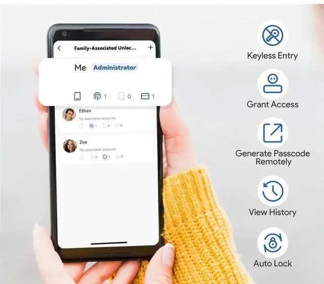 Alt view image 2 of 4 - Door Lock With Knob,Lock With Handle, Fingerprint Electronic Knob For Front Door, Generate Passcode Remotely