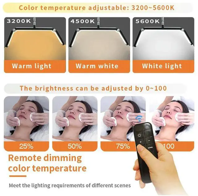 Alt view image 6 of 6 - 30W Professional Eyelash Lamp 26-Inch Folding Cantilever Half-Moon Lamp With Desktop Clamp And Remote Control US Plug