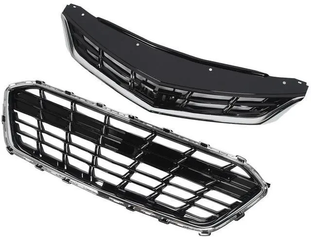 Alt view image 2 of 6 - Universal Front Upper Lower Grille Set Chrome ABS 84189613 84009674 Replacement for Chevy Cruze Premier RS 2016 to 2019 US Type