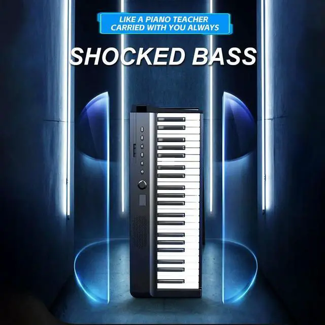 Alt view image 2 of 6 - Folding Keyboard Piano 88 Key Full Size Foldable Electronic Organ Built-in Stereo Speakers BT Connecting 129 Tones 128 Rhythms