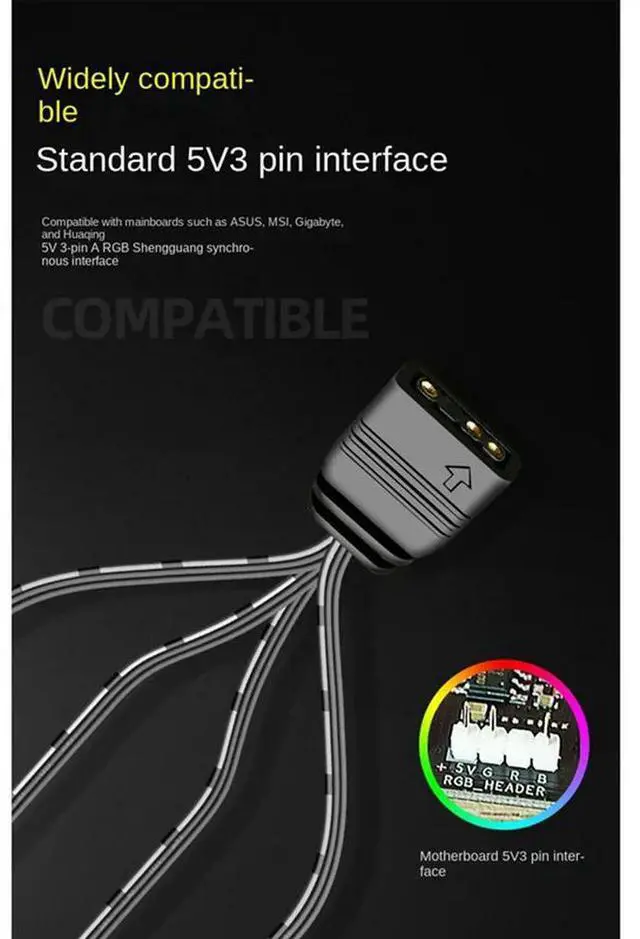 Alt view image 8 of 8 - COOLMOON 5V 3Pin To SATA RGB Controller ARGB Controller Controller HUB Computer Fan LED Lighting RGB Control Cable