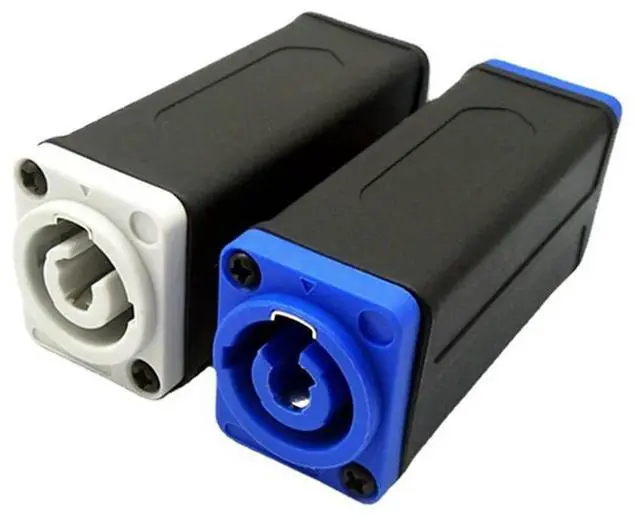 Alt view image 6 of 7 - LED PowerCon AC Coupler Adapter Extender Connector Speakon Panel Mount Straight Adapter White to White