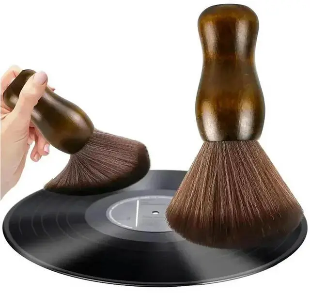Alt view image 6 of 7 - Anti-Static Solid Wood Cleaning Brush For Vinyl LP, CD, Turntable, Computer Keyboard Dustproof Soft Fur Accessories