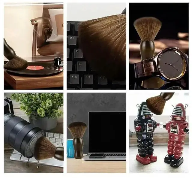 Alt view image 7 of 7 - Anti-Static Solid Wood Cleaning Brush For Vinyl LP, CD, Turntable, Computer Keyboard Dustproof Soft Fur Accessories