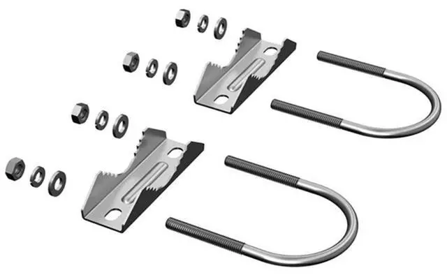 Alt view image 6 of 7 - 4 Set Antenna Mast Pipe Clamp with V Jaw Block and U Bolt All Anti-Rust Finished for TV CB Ham Antenna or Panel Pipe