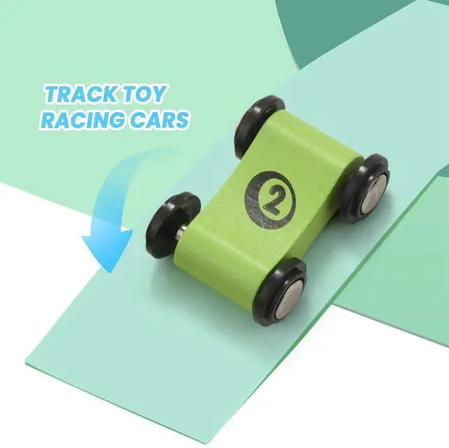 Alt view image 7 of 7 - Wooden Car Ramp Race Track Toy Toddler Car Playset Replacement Cars 12 Pack