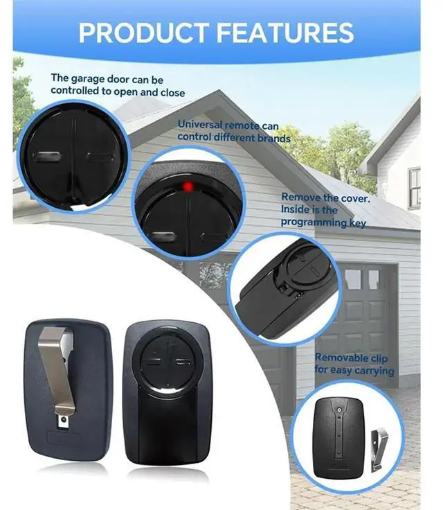 Alt view image 6 of 7 - 380UT 375UT Universal Garage Door Opener Remote For Chamberlain Klik5u-Bk2 Klik3u-Bk Clicker Remote