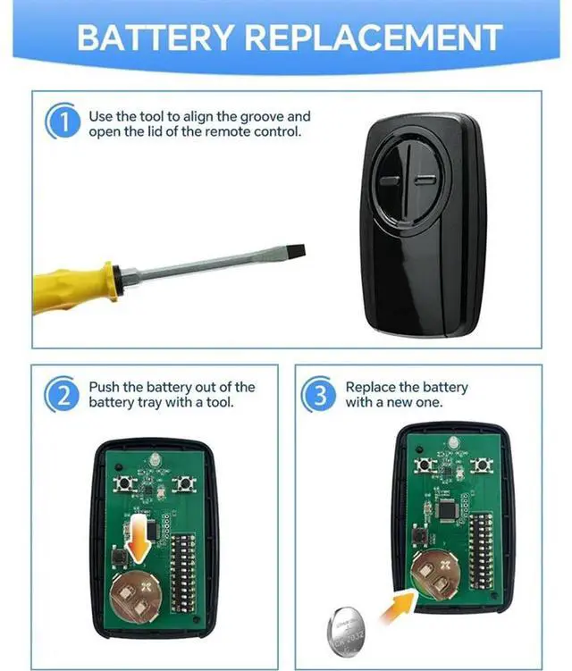 Alt view image 7 of 7 - 380UT 375UT Universal Garage Door Opener Remote For Chamberlain Klik5u-Bk2 Klik3u-Bk Clicker Remote