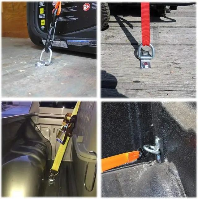 Alt view image 4 of 6 - 4Pcs 3/8 Heavy Duty D Rings Tie Down Anchors 2400LBS Surface Floor Mount Tie Down Ring Trailer Lorry Truck Marine Rope Fastener