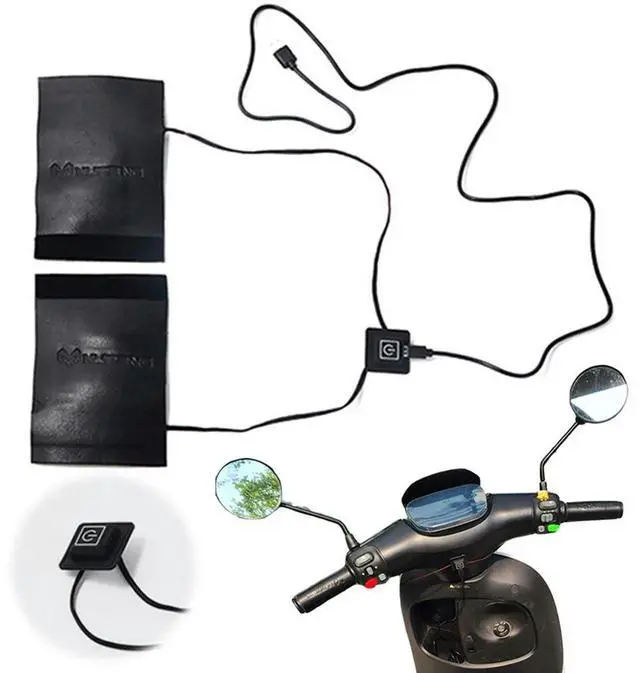 Alt view image 6 of 6 - Electric Heated Grip Cover USB Anti Slip Scooter Moped Bar Hand Warmer 3 Gear Waterproof Handlebar Warmer Sleeves Anti Vibration
