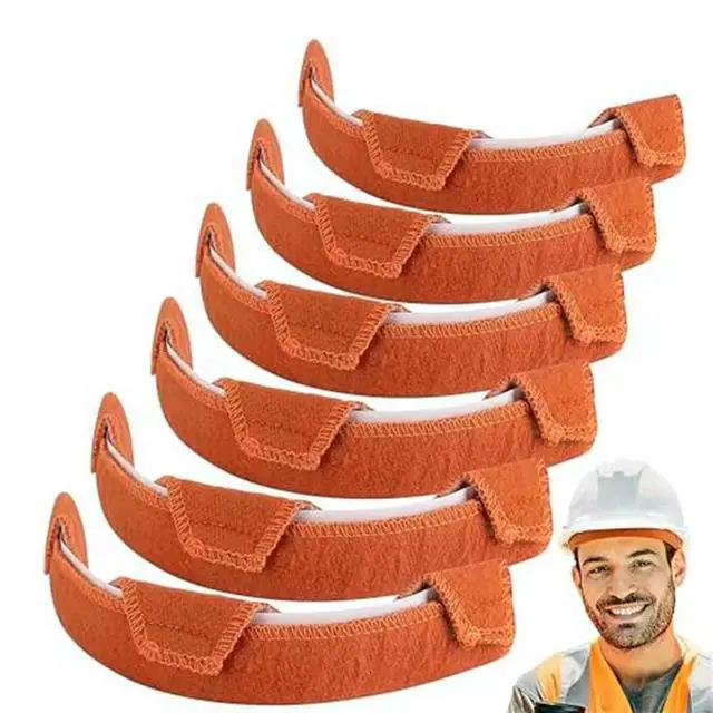 Alt view image 7 of 7 - Hard Hat Sweatband- Cotton Washable Hard Hat Self Adhesive Sweat Band Liner Reusable Hard Hat Helmet Sweat Pads 12PCS