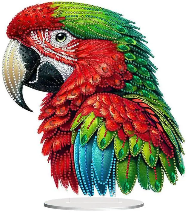 Alt view image 3 of 6 - Acrylic Special Shape Parrot Table Top Diamond Painting Ornament Kits Desktop Diamond Art Kits Rhinestones Desktop Ornaments