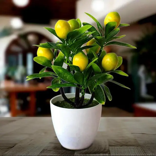 Alt view image 4 of 6 - 1pc Artificial Lemon Tree Artificial Potted Flowers Fake False Plant Outdoor Yard Garden Home In Pot Decoration 18*24cm