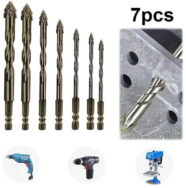 Alt view image 3 of 6 - 7Pcs Four-Flute Sawtooth Eccentric Drill Bit Hexagonal Shank Oblique Eccentric Twist Drill Bit 3/4/5/6/8/10/12 Mm for Wood l